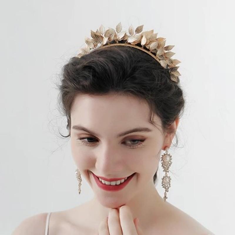 Bridal Headpiece Alloy Leaf Crown Bride Leaves Shape Alloy Hairband Bridal Fashion Accessories
