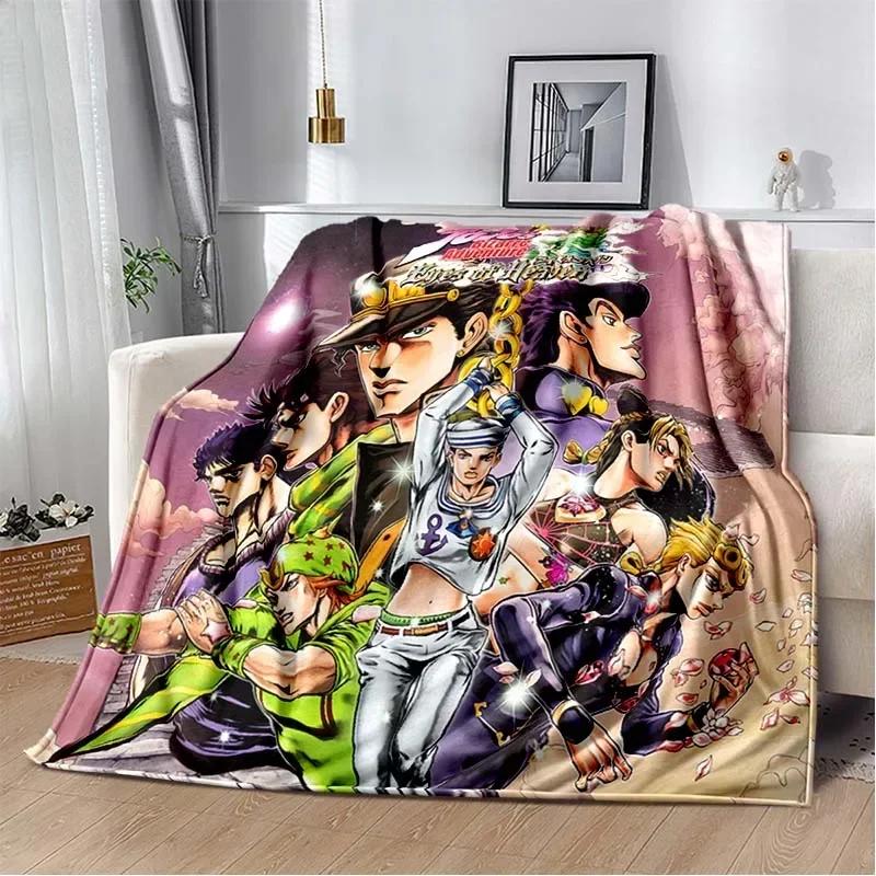 Anime JoJo Bizarre Adventure Flannel Blankets Print Child Adult Throws Blanket Sofa Travel Teen Student Blanket