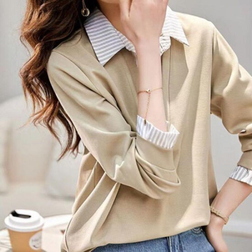Navava NT1968 2in1 STripe Collar Long Sleeve T shirT