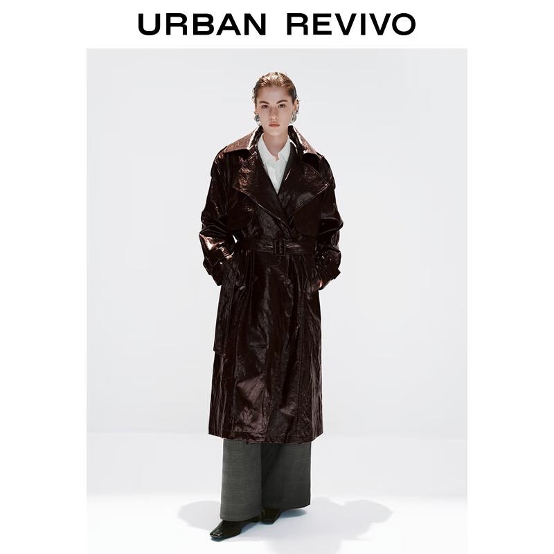 UR Women s Amber Flow Shiny Pleated Long Trench Coat M