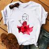 Fashion Flowers Red Rose Skirt Print T-shirt Women T Shirt Femme Harajuku Shorts Sleeves Shirt Summmer Tops Tshirt