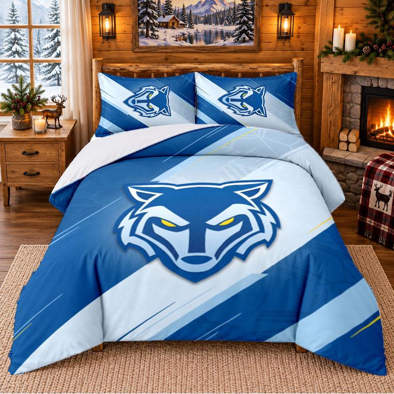 Printed 3Pcs Bedding Set Warrington Wolves Pattern Bed Sheet Pillowcase For Bedroom Decor