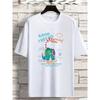 European Sizes Plus Size Men's Trendy Cute Dinosaur Graphic Tees, Comfy Stretch Breathable T-shirts For Summer, Oversized Loose Men's Clothings