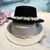French Retro Lolita Photo Holiday Flat Top Woolen Hat Women's Autumn and Winter Flowers Bow Streamer Wedding Hat