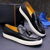 Small Leather Shoes Trendy Business Men'S Shoes Casual Board Shoes Fringed British Large Size Office One Pedal Loafers Breathable
