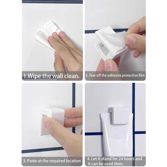 Toothpaste Squeezer Wall Mounted Tube Holder Facial Cleanser Hand Cream Clip Strong Adhesive No Drilling Dispenser for