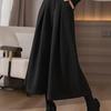 Petite High-Waist Wool Flannel Wide-Leg Pants with Flared Skirt Overlay - Autumn/Winter Fashion.
