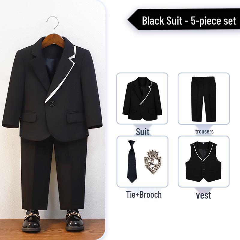Boys' British Gentleman Suit Set - Formal Wear for Piano, Host Speech, or First Birthday