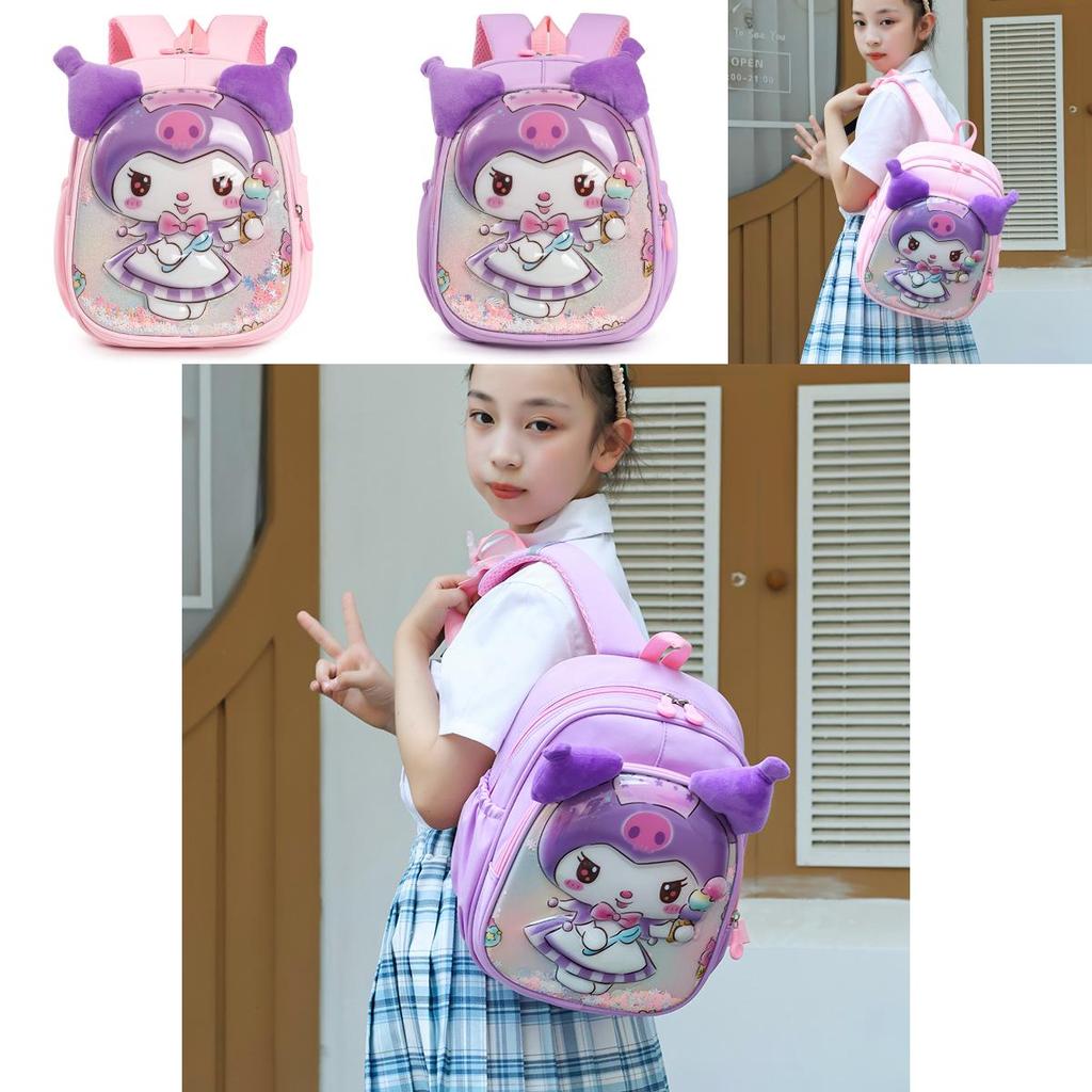 Kuromi Cartoon Kindergarten Backpack For Kids With Lightweight Oxford Fabric And Double Shoulder Straps