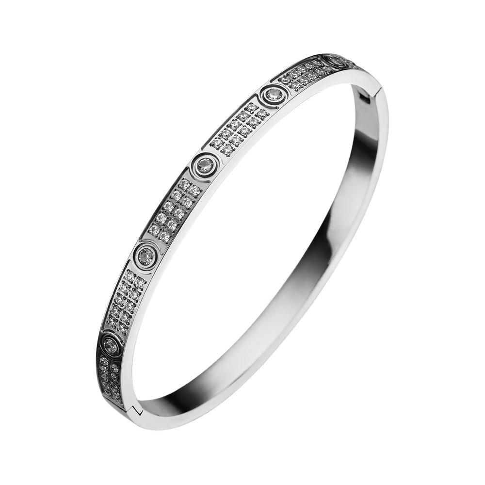 Neues Design Goldfarbe Zirkon und Kreuzmutter Nagelarmband Gold & Armreif für Frau Edelstahl Schraubschmuck