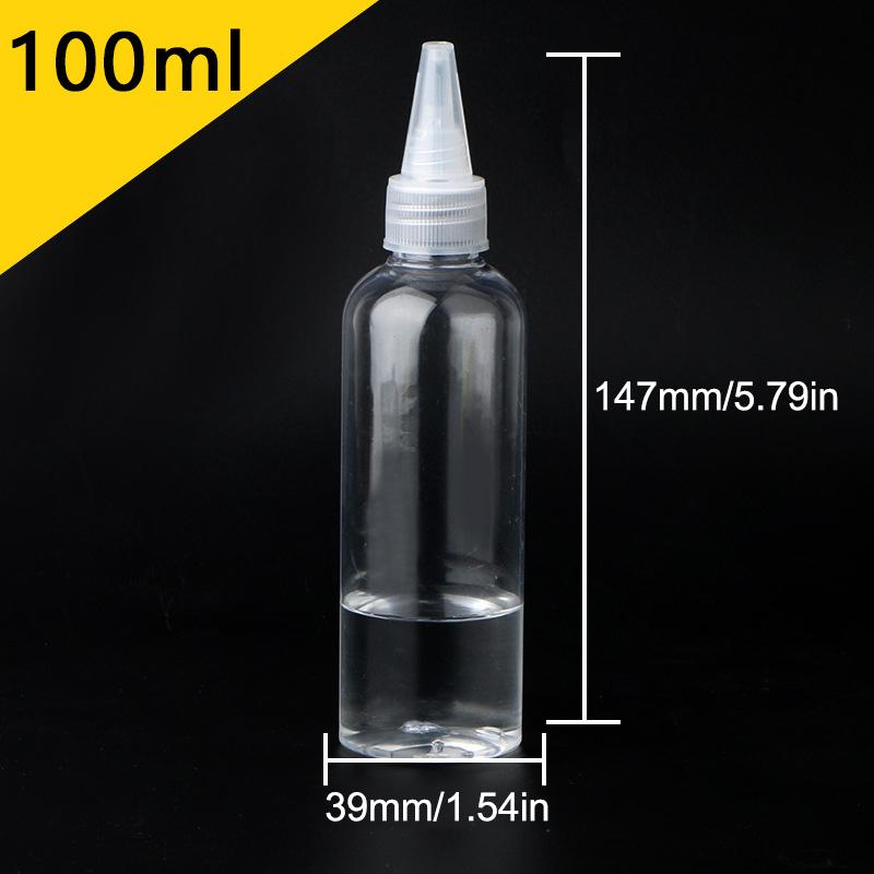 3-100 ml Leere Tropfflasche Transparentes Plastik Nachfüllbar Düsentropfer mit Kappe Quetschflasche Tattoo-Pigment-Tintenbehälter
