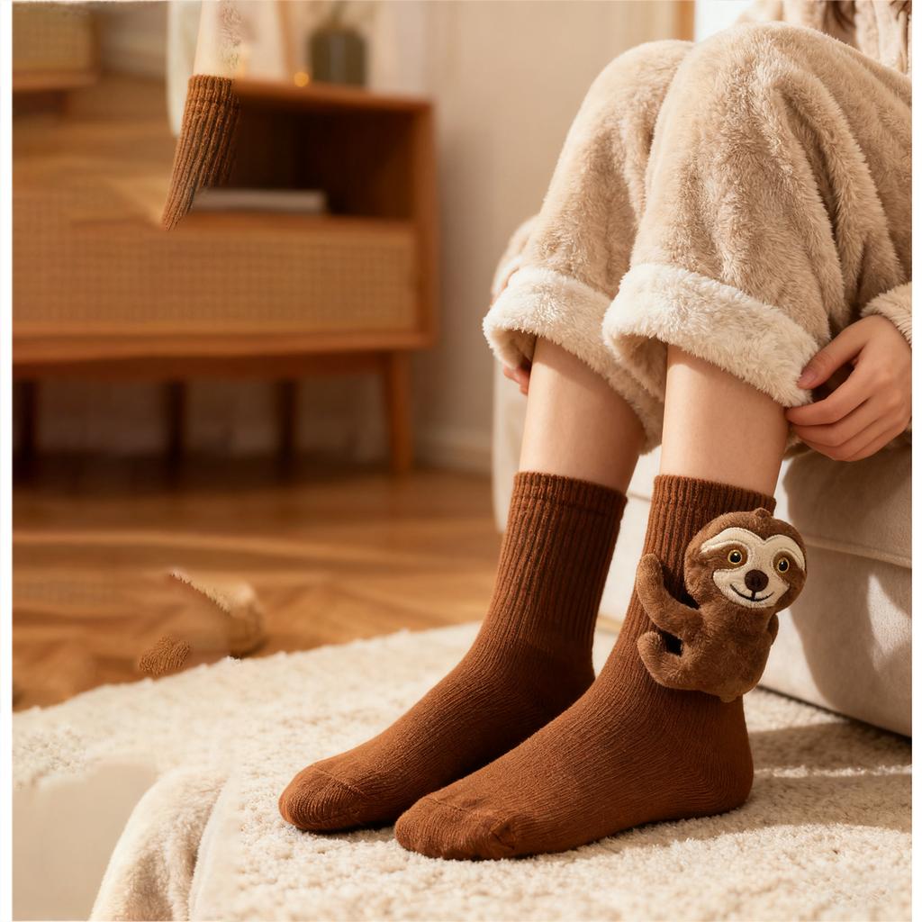 Socks Men's And Women's Long Cotton Socks Christmas Knitted Floor Socks Warm Socks