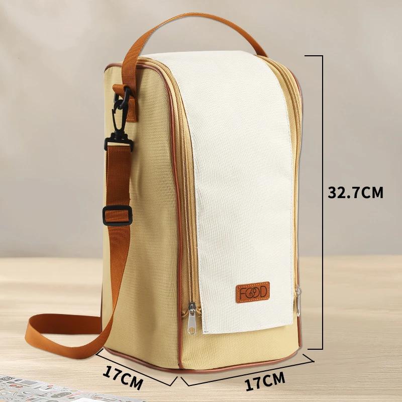 New Round Thermal Lunch Box Bag Waterproof Insulated Food Tote Kids Keep Fresh Cooler Shoulder Bags Portable Bento Storage Pouch