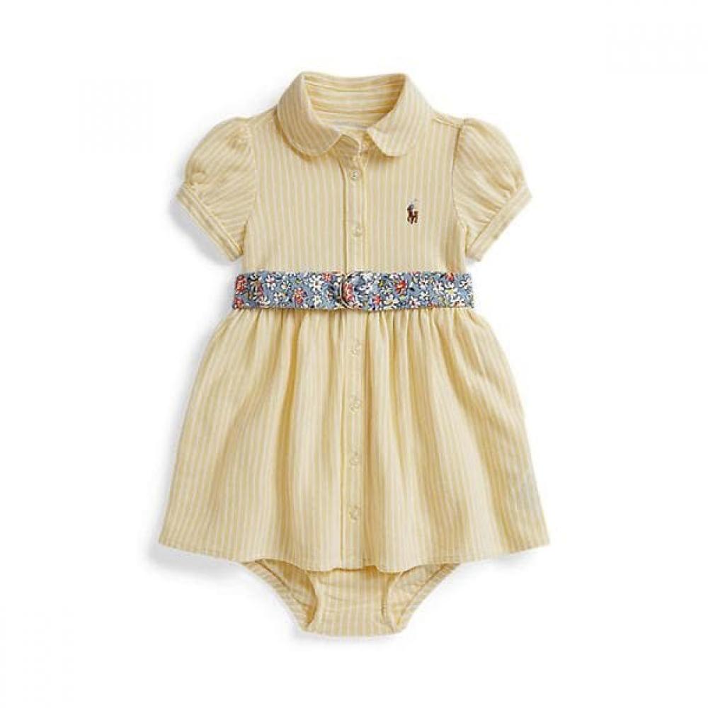 Polo Ralph Lauren Baby Girl Belt Oxford Mesh Polo Dress And Bloomer