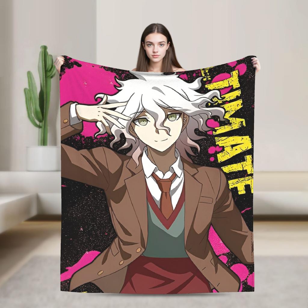 Danganronpa Nagito Komaeda Flannel Blankets Game Anime Novelty Throw Blanket for Home 125*100cm Warm