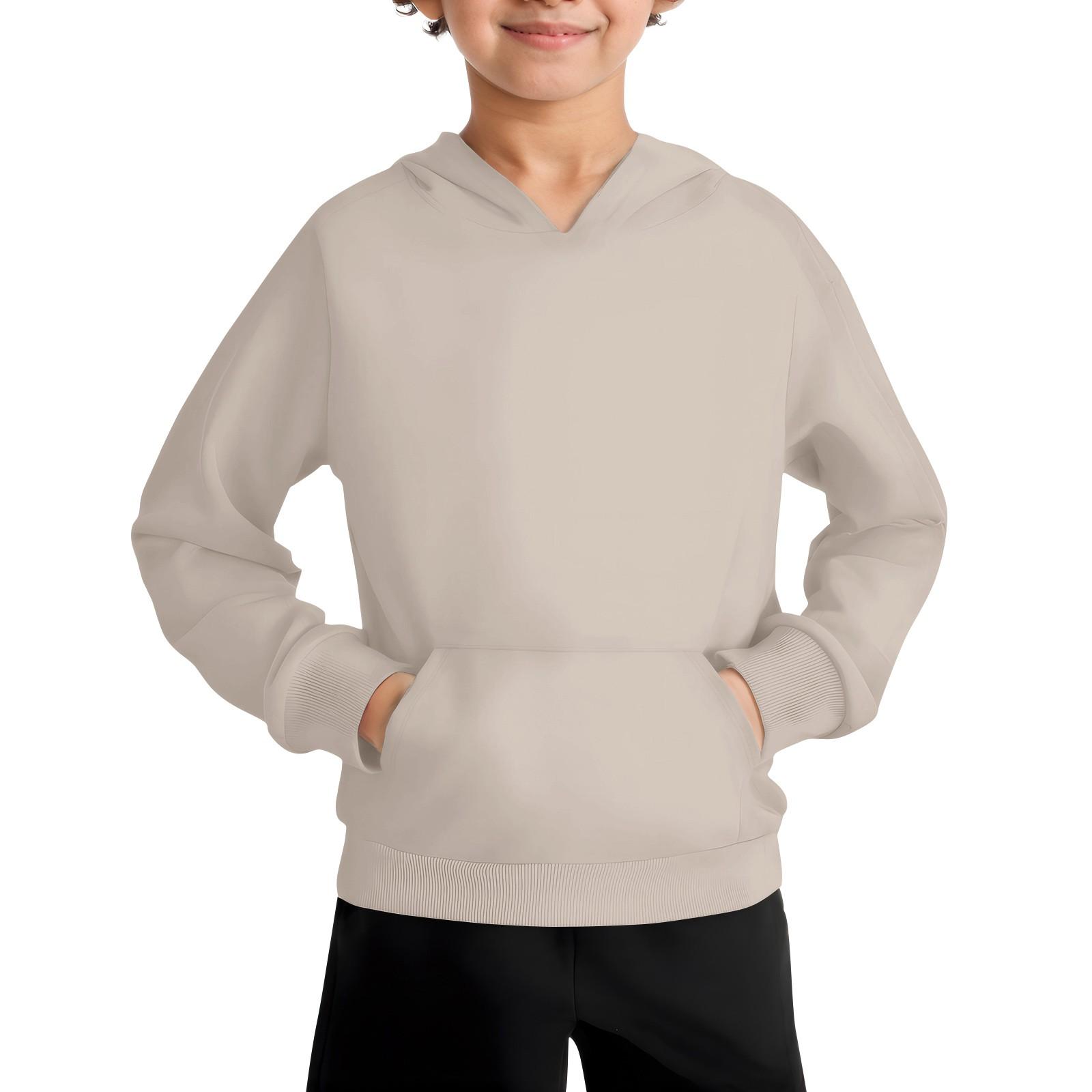 

Повседневная модная толстовка с длинным рукавом и капюшоном с карманом для мальчиков 120 хаки