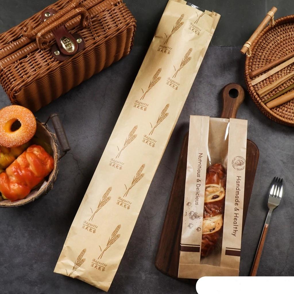 25pc Kraft Paper Bakery Bags Long Baguette & Loaf Bread Bags Moisture-Proof  Sealed Freshness Preservation Baking Packaging Bags