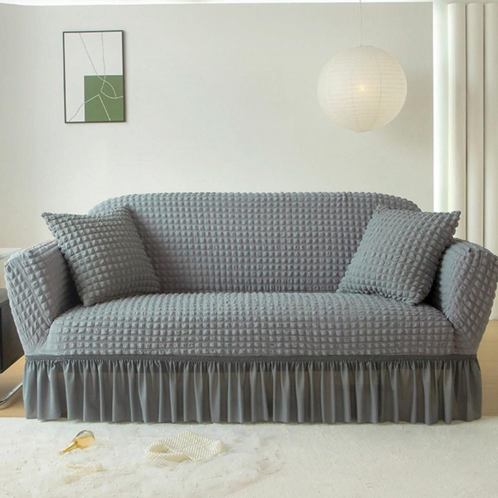 Copridivano Universale a L 3 Posti con Chaise Stretchabile Tessuto a Bolle Antipolvere Copertura Protettiva