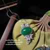 Chalcedony Gourd Gemstone Necklace, Planting Water Yingying, Plated With 18K Gold, Safety Lock Chalcedony Zircon Necklace.