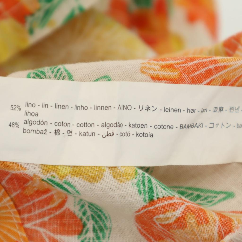 Zara Linen Blend Floral Cami One Piece 13-14 Orange Series Kid's Used