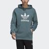 Adidas Originals Trefoil Essential Long Sleeve Hoodie, Men Vintage Loose Fit Sweatshirt Green GN3461