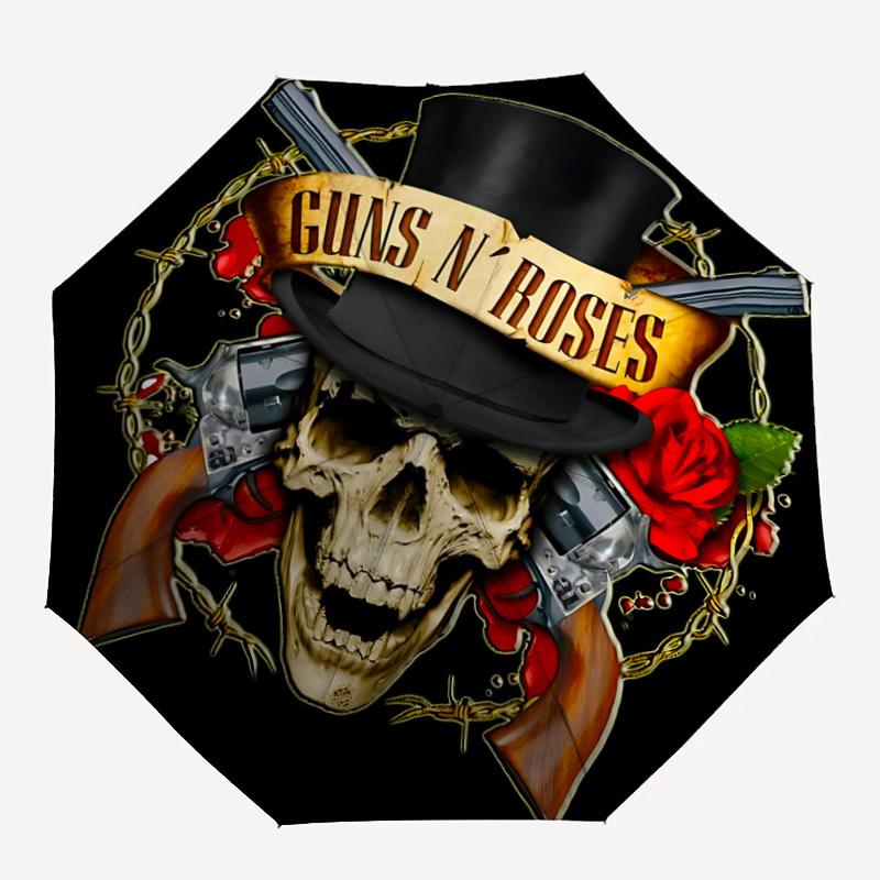 

1PC Guns N Roses Pattern Auto Folding Umbrella, Portable Collapsible Design, Casual Outdoor Accessory, For All Seasons, Christmas Birthday Festival G