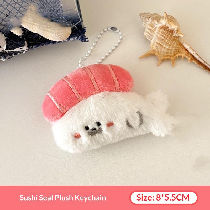 Seal Plush Pendant Stuffed Animal Keychain Cartoon Racket Seal Creative Ornament for Handbag Backpack Charm