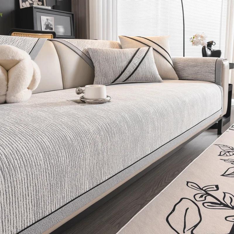 Luxus-Chenille-Sofasitzbezug Wohnzimmer Vier Jahreszeiten Anti-Rutsch-Ecksofa-Überwurf Home Universelle Sofakissen