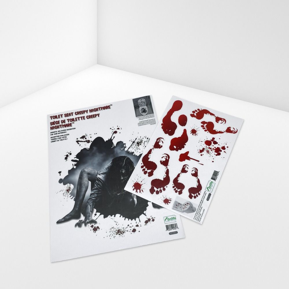 2 Pcs/set Skull Horror Grabber Sticker Cover Clown Halloween Toilet Sticker Bloody   Horror Party