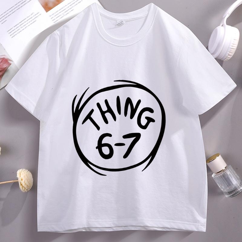 

The Cat in The Hat Thing 6-7 T-shirt for Unisex Women Cotton Short Sleeve High Quality Round Neck Tees Casual Streetwear Clothes 4XL