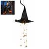 Trick or Treat Festartikler Lysende Heks Hat Hængende Klokkespil, Halloween LED Pynt med Gårdhave Ferie Atmosfære Lys Stjerne Kvast, Magisk Lys