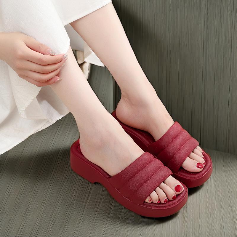 2025 Summer New Style Waterproof Thick Bottomed Flip Flops Fashionable Women's High Heels PVC Outsole