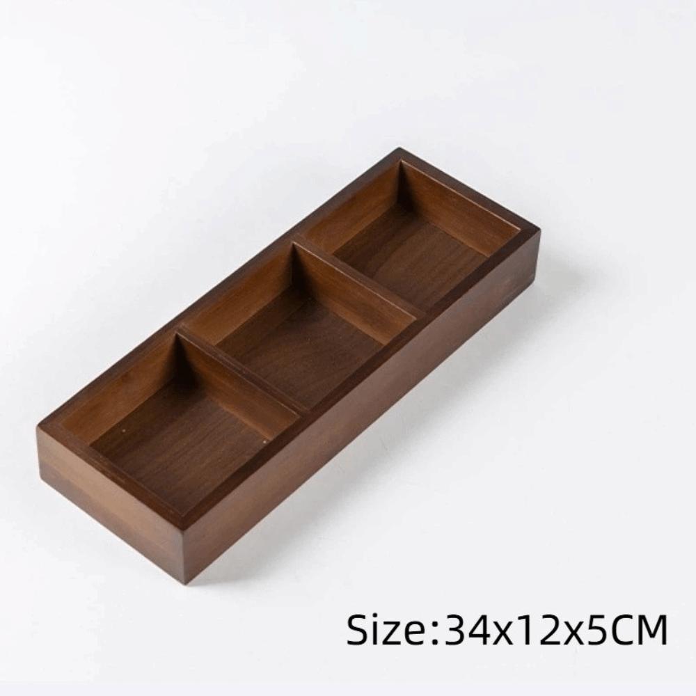 Multi-Grid Divided Plate Wooden Snack Storage Tray Reusable Bamboo Tray  Candy