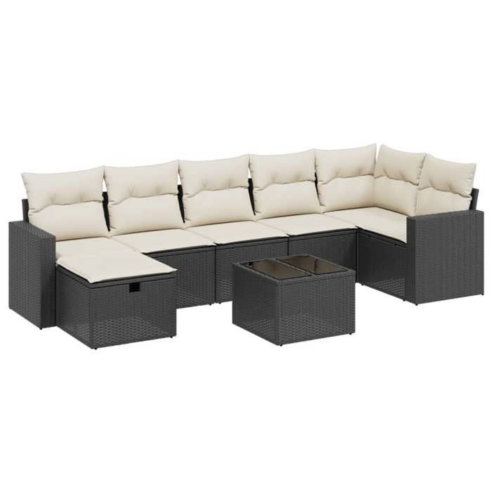 VidaXL Salon de Jardin avec Coussins 8 pcs, Canapés de Terrasse, Ensemble de Meubles de Patio, Mobilier d'Extérieur, Noir 3263512