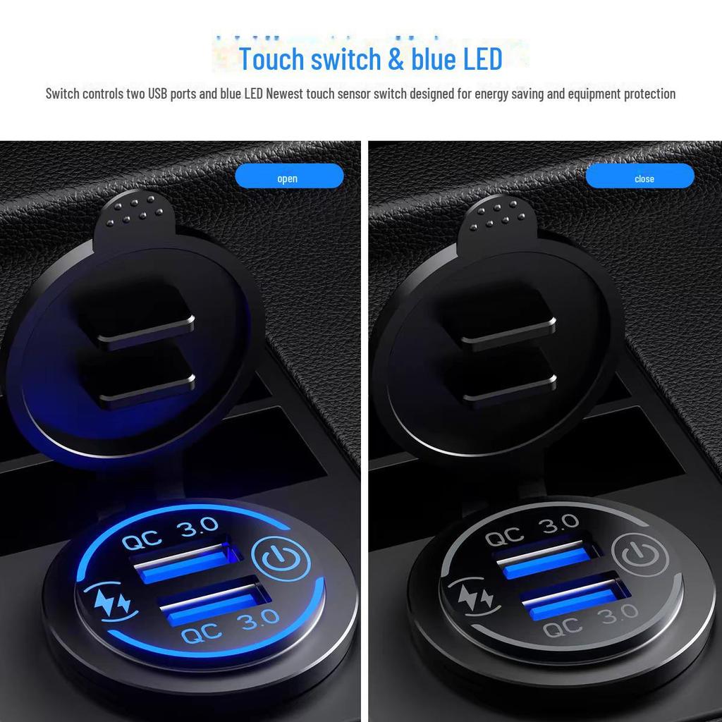 Waterproof Motorcycle Modified Car Phone Charger with QC3.0 Fast Charging - Dual USB Adapter