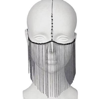 Adjustable Metal Chain Tassels Mask Accessory With Crystal Beads For Cosplay Weddings And Stage Performances