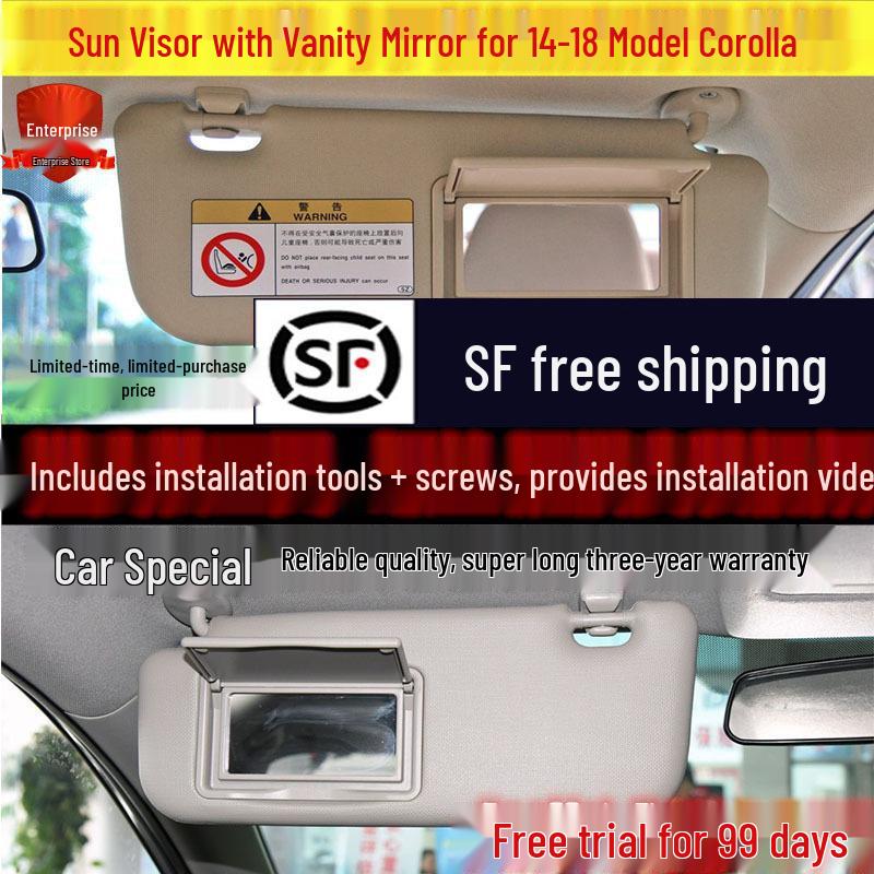 Corolla Sun Visor with Vanity Mirror for 2014-2018 Models - Windshield Sunshade