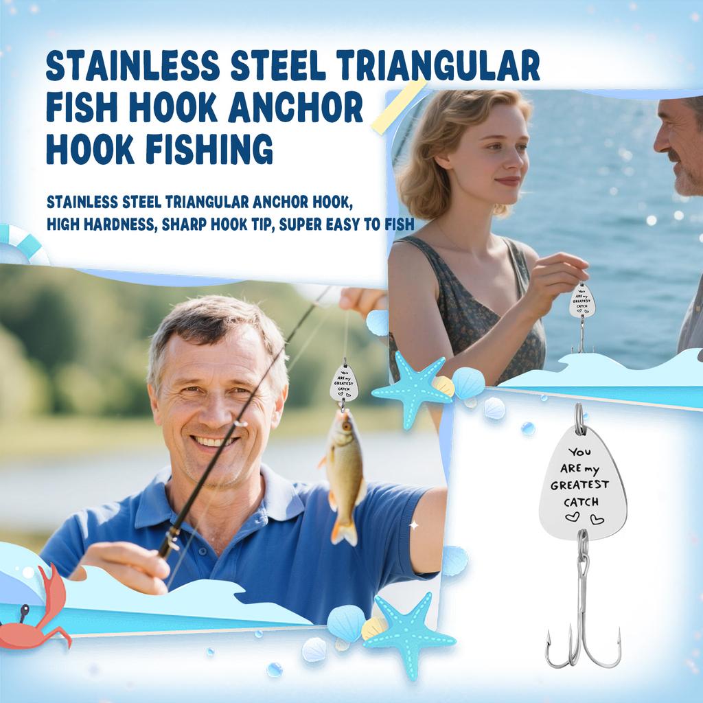 Customized Engraved Fishing Notice Board With Metal Fish Hooks