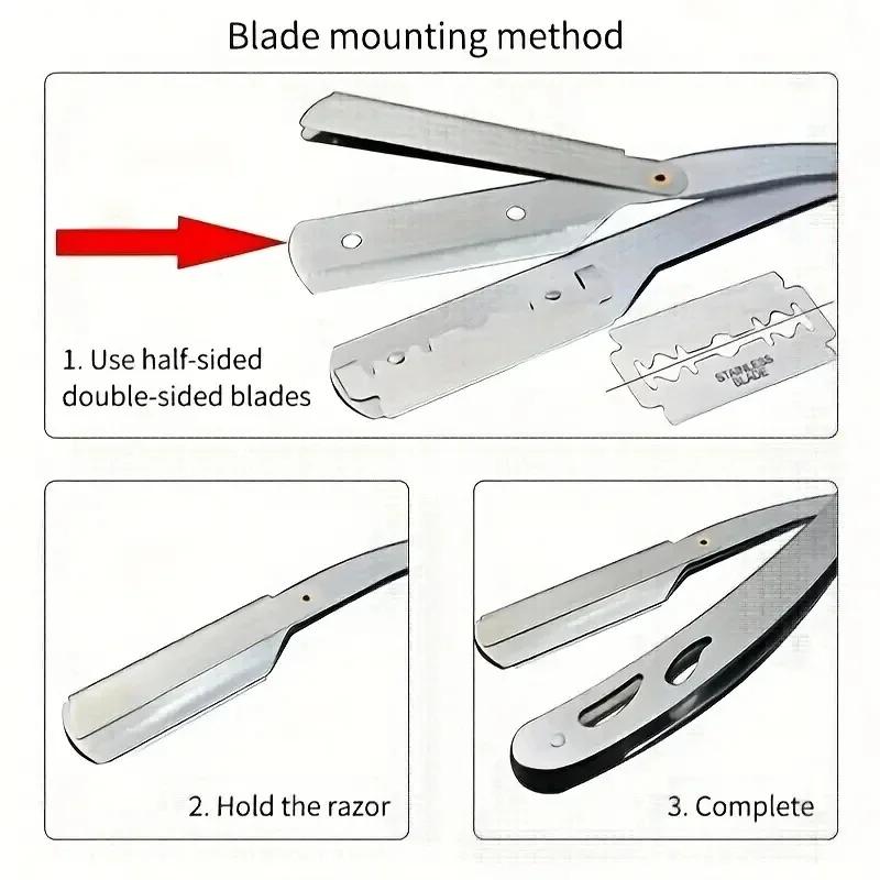 Foldable Straight  Safety Manual Razor Shaves Blades Men Stainless Steel Shaving Razor Face Care Body Face Hair Removal Knife