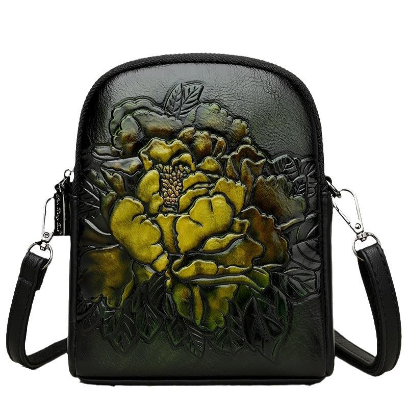 Fashion Bag for Women, Chinese Style, Ethnic Style, Multi-layer, Middle-aged and Elderly Mother's Bag, Single Shoulder, Crossbody, Mobile Phone Bag