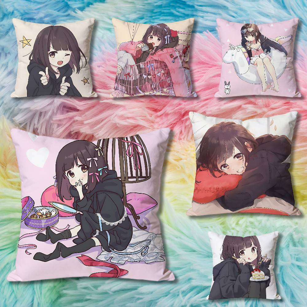 Cute MMenhera CChan Anime Celebrity Merchandise AllMatch Printed Pillow Case Sofa Car Office Room Decoration Protector
