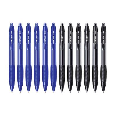 Uni-Ball עט ג'ל Click Gel X SGR7 נשלף 0.7 מ"מ, חבילה של 12 עטים, כתיבה חלקה, דיו כחול ושחור
