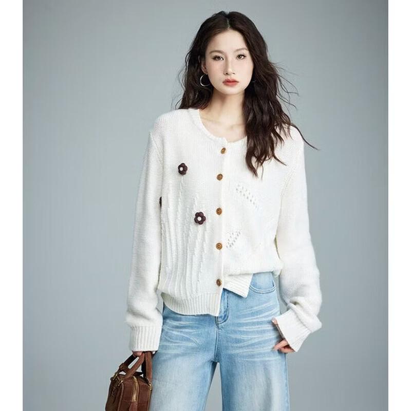 PRASE 3D Floral Knit Cardigan Sweater for Women XXL