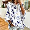 Women's Vintage Floral Print Drawstring Hoodie Loose Fit Casual Sweatshirt Top
