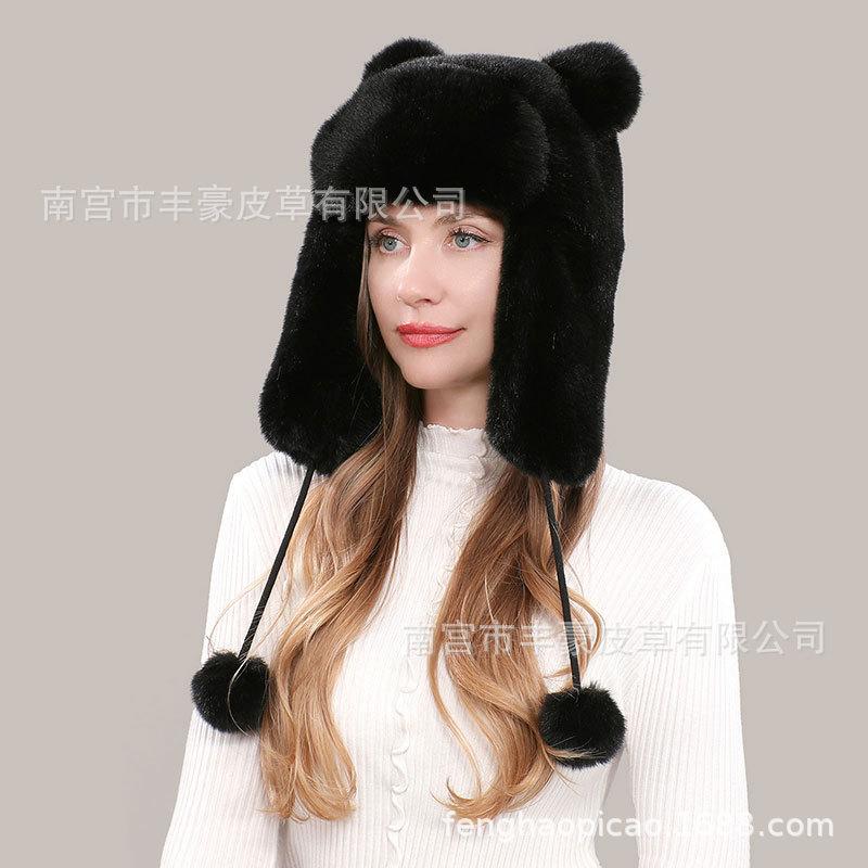 Women S Winter Panda Faux Fur Trapper Hat Warm Ear Flap Cute Plush Ski Cap