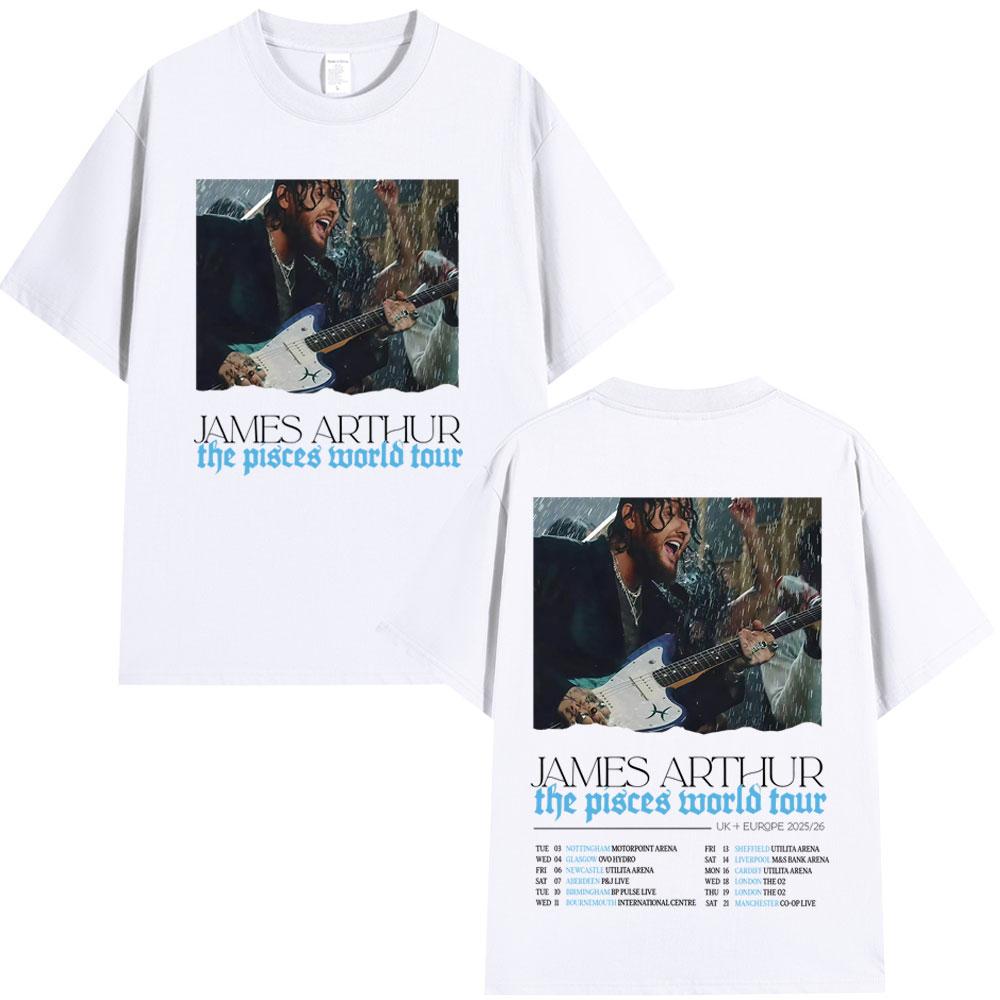 2026 Sommer James Arthur Fische Welt Tour Muster T-Shirt Sommer Herren Hip Hop Retro Baumwolle Locker Lässig Street Y2K T-Shirt