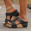 Sandali con suola spessa Scarpe da donna taglia grande Punta aperta Velcro Ciabatte casual
