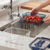 Breathable Food Container Crisper Box, with Mesh Drain Strainer, Tofu Whey Refrigerator Organizer Bin Separation Container, for Fresh Fruit Vegetable
