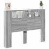 Headboard Cabinet with LED Lighting Grey Sonoma 140 x 16.5 x 103.5 cm
