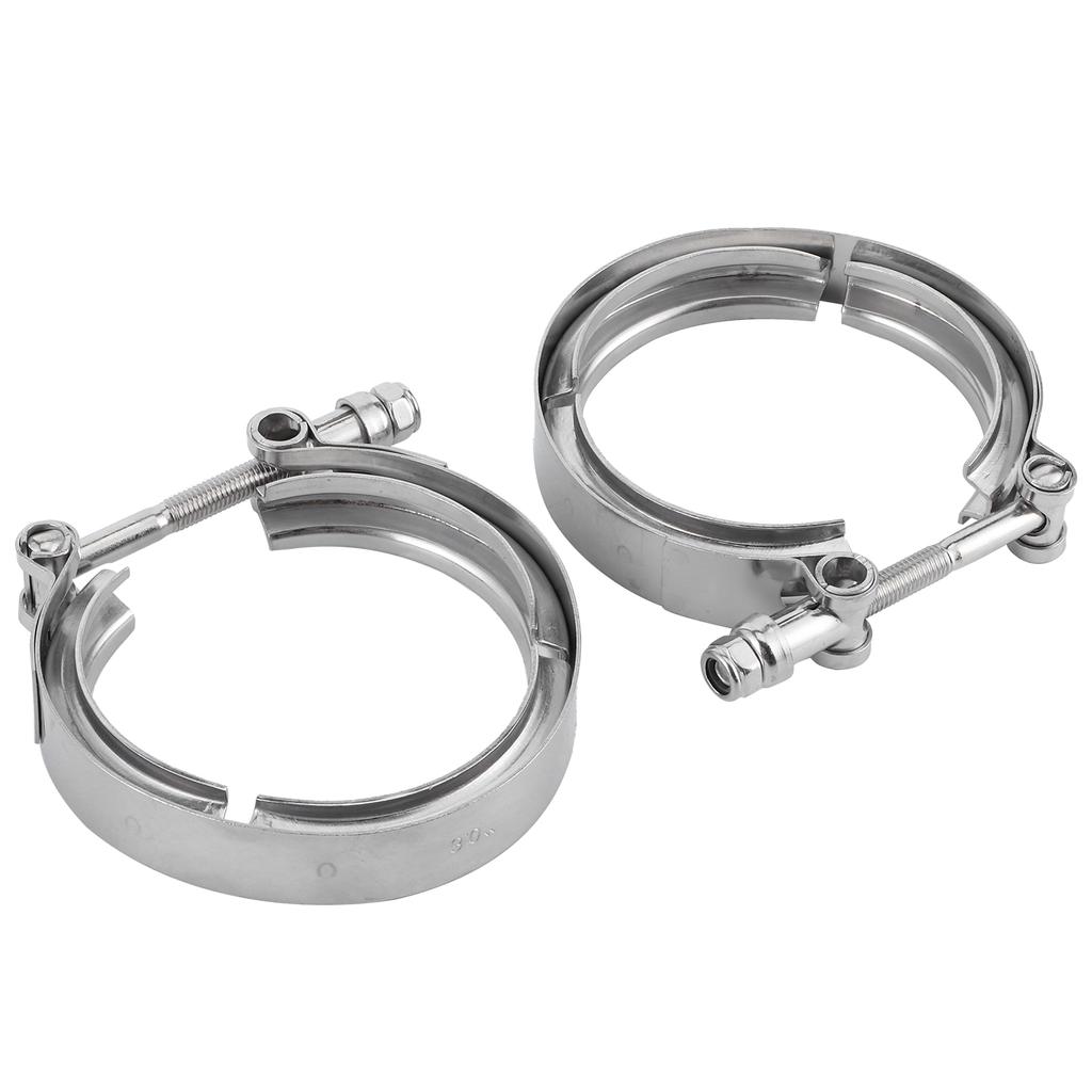 2pcs 3in Turbo Exhaust Pipe Clamp VBand Clip Stainless Steel Auto Accessory